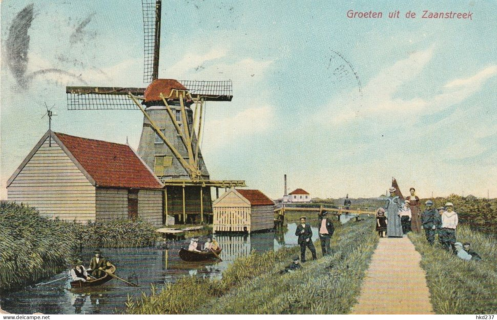 Zaanstreek Krommenie Noordvaarderdijk Hennepklopper Molen De Blauwe Arend Levendig # 1908   4178 - Zaanstreek