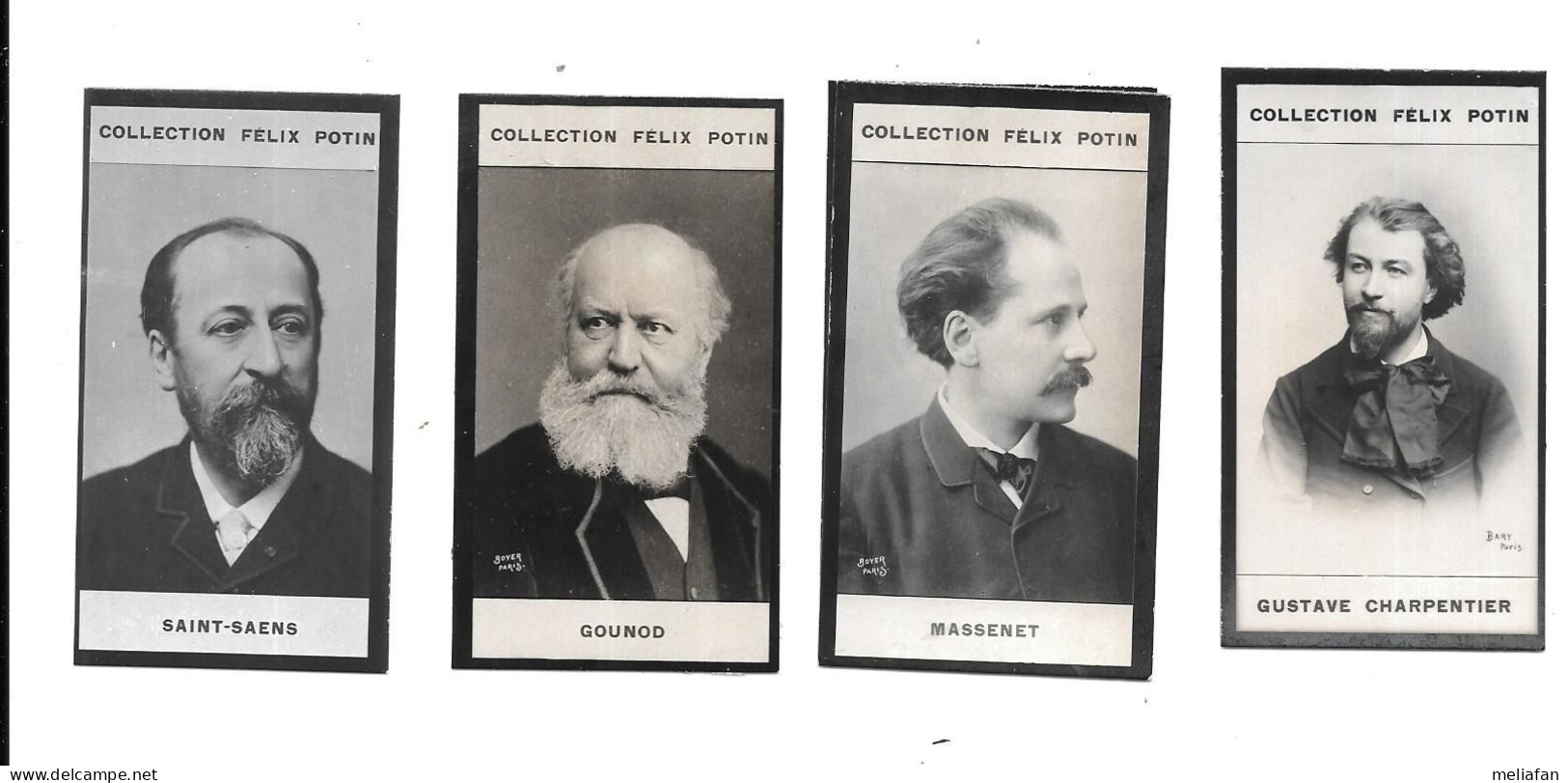 EC58 - CHROMO PHOTOGRAPHIQUE FELIX POTIN - CHARLES GOUNOD - CAMILLE SAINT SAENS - JULES MASSENET - GUSTAVE CHARPENTIER - Félix Potin