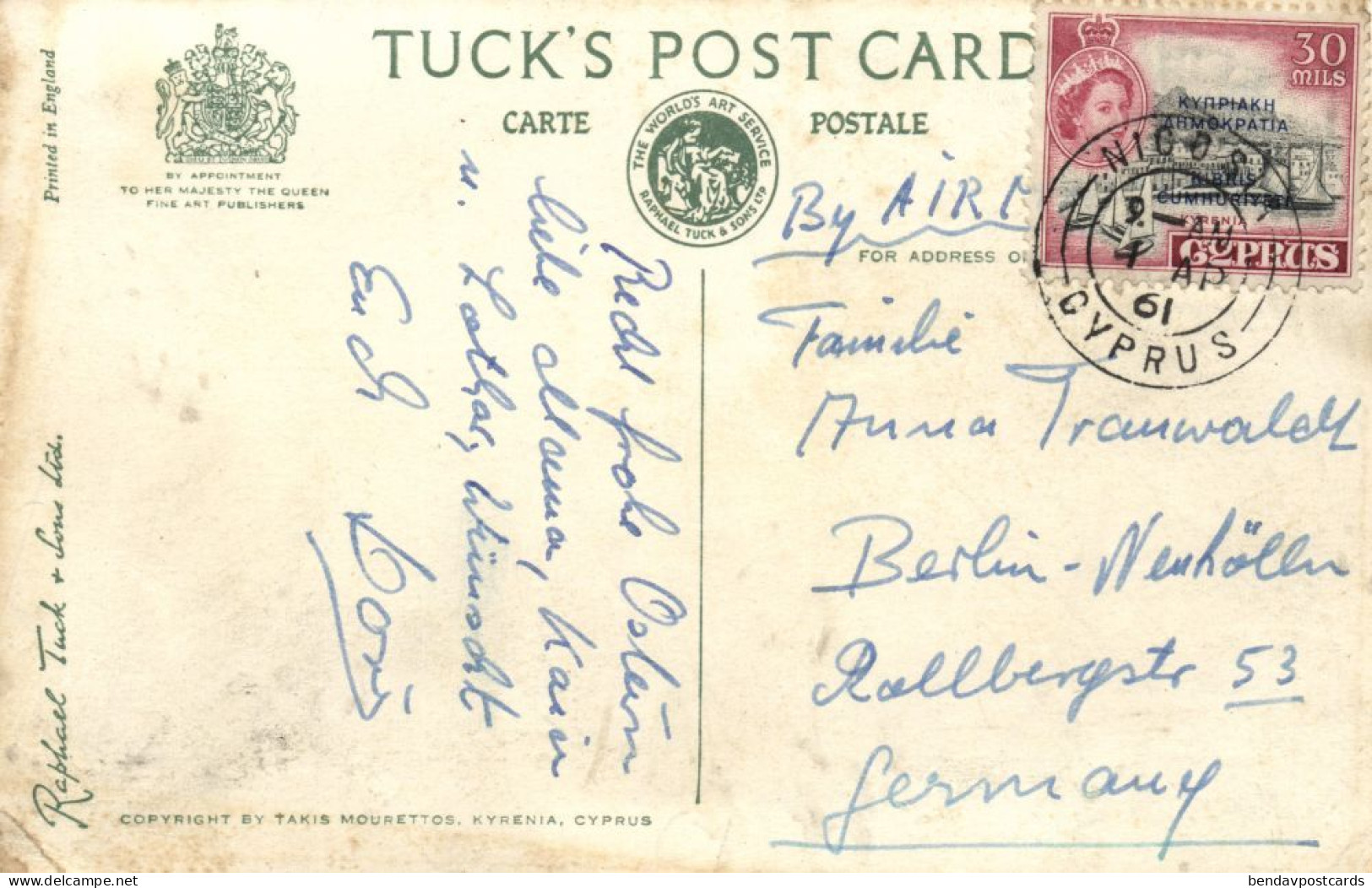 Cyprus, TROODOS, Mountain Village, Cathedral (1961) Raphael Tuck 106 Postcard - Zypern
