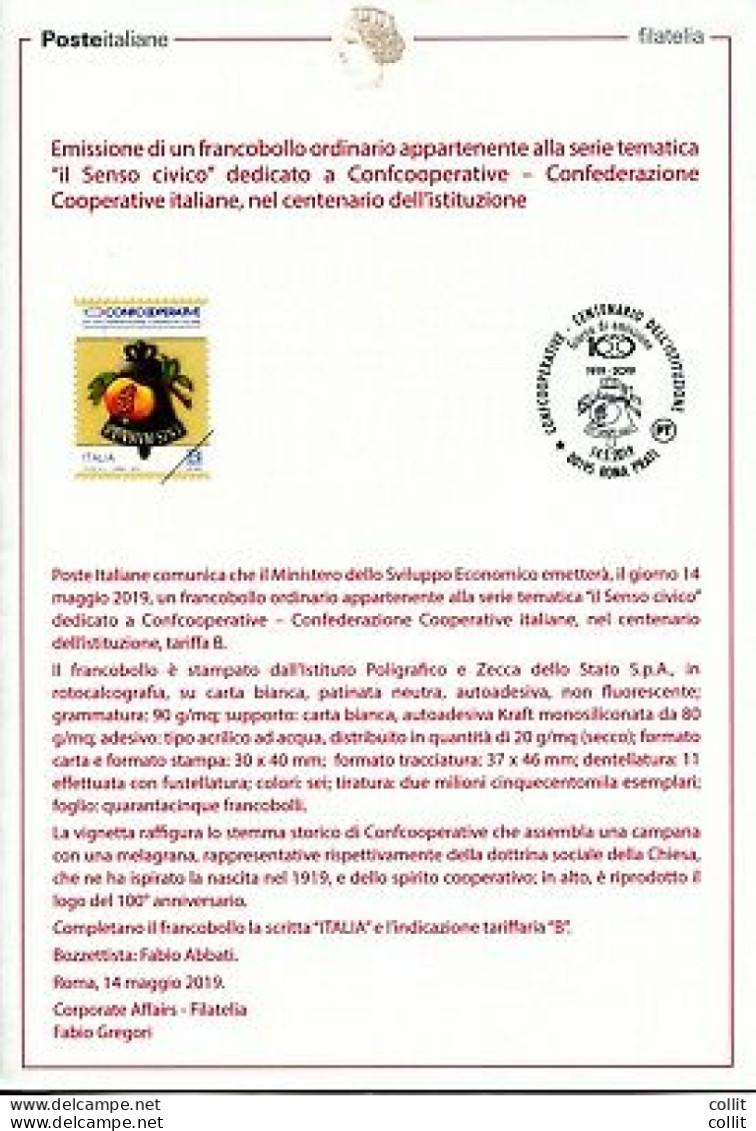 Bollettino Illustrativo Edizione Omaggio - Confcooperative Italiane - Presentation Packs