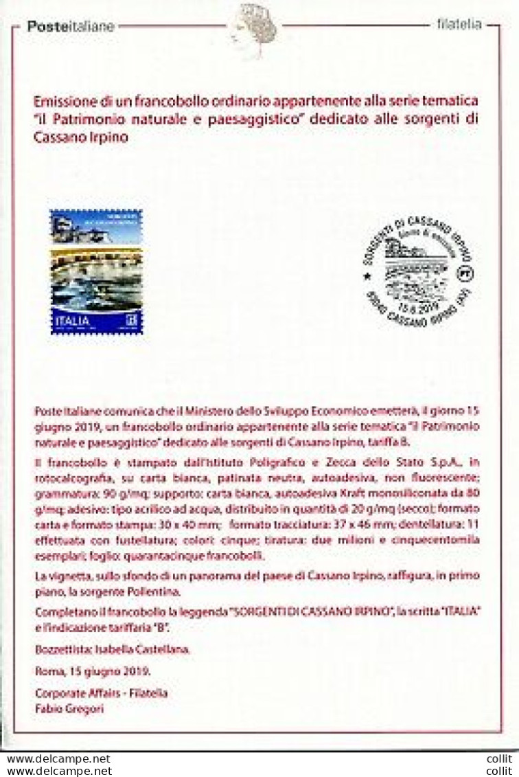 Bollettino Illustrativo Edizione Omaggio - Sorgenti Di Cassano Irpino - Folder