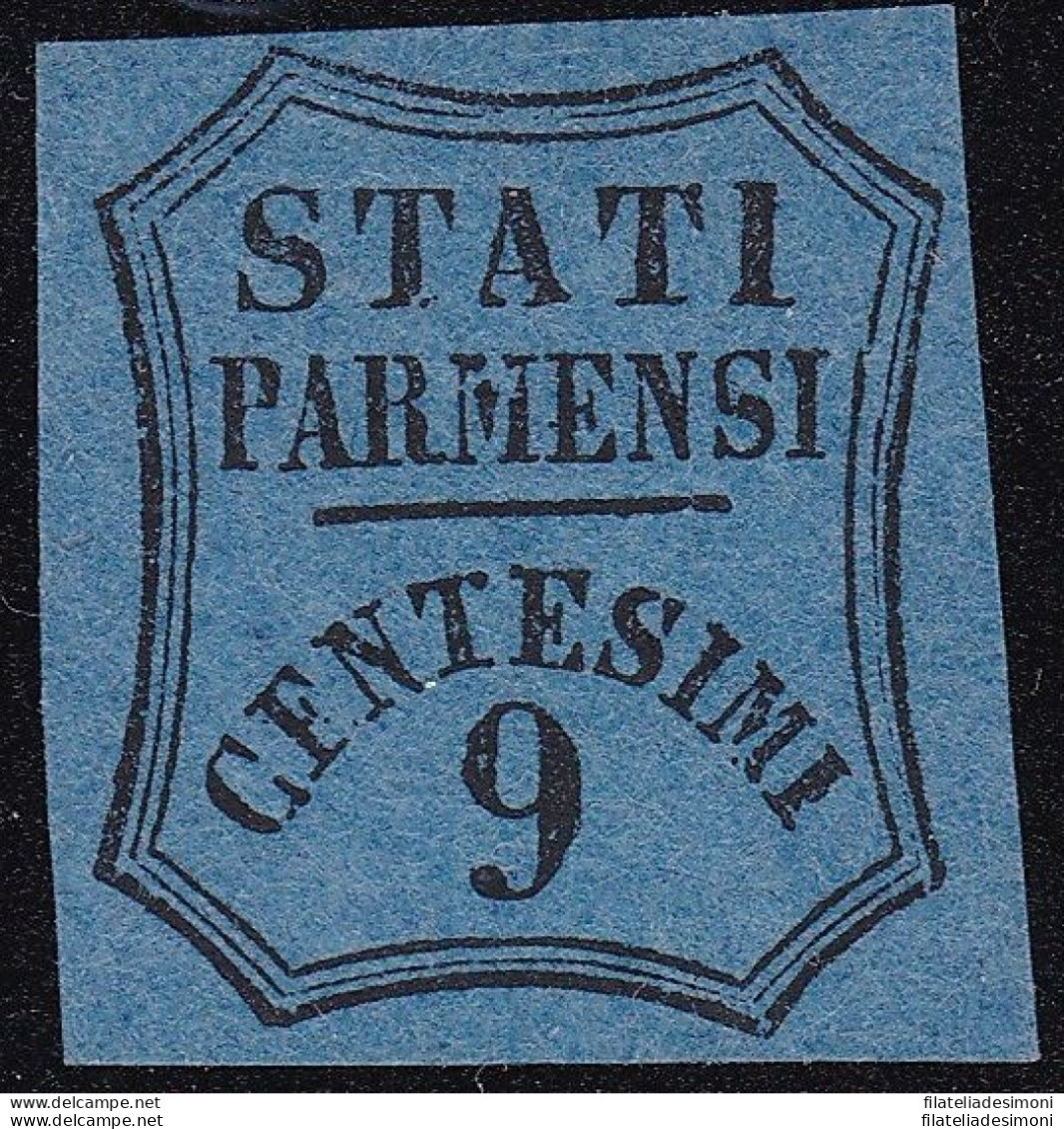 1853 PARMA Segnatasse Per Giornali N° 2a 9 C. Azzurro Scuro Cert. Bolaffi MLH/* - Parma