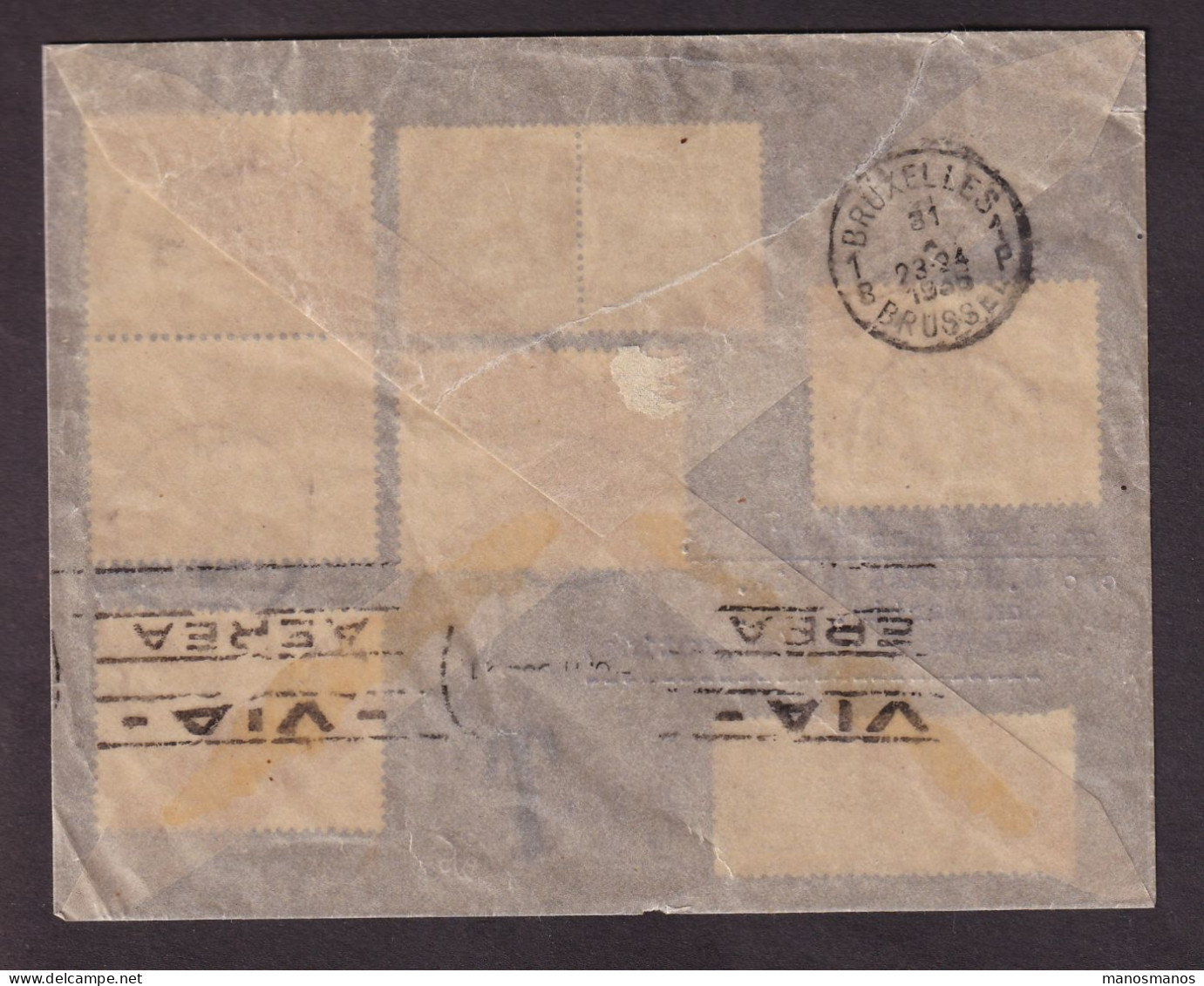 957/40 -- PAR AVION - Enveloppe Insuffisamment Affranchie (T) TP Képi Et PA - THIENEN 1935 Vers BUENOS AIRES Argentine - Storia Postale