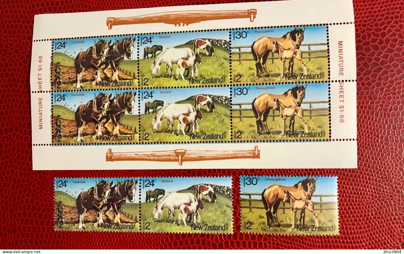 NOUVELLE ZÉLANDE 1984 Bloc 6v 3v Neuf MNH ** Mi 906 / 909 Caballo Horse Pferd Cavalo Cheval NEW ZEALAND - Horses