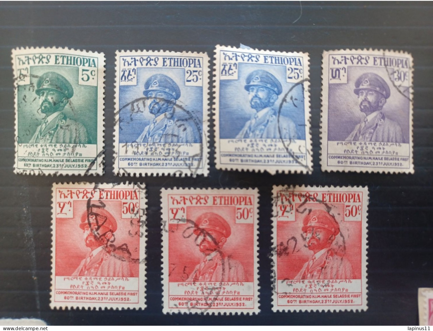 ETIOPIA 1952 60 ANNIVERSAIRE DE L IMPEREUR HAILE SELASSIE YVERT N 308-309-311-313-266 - Äthiopien