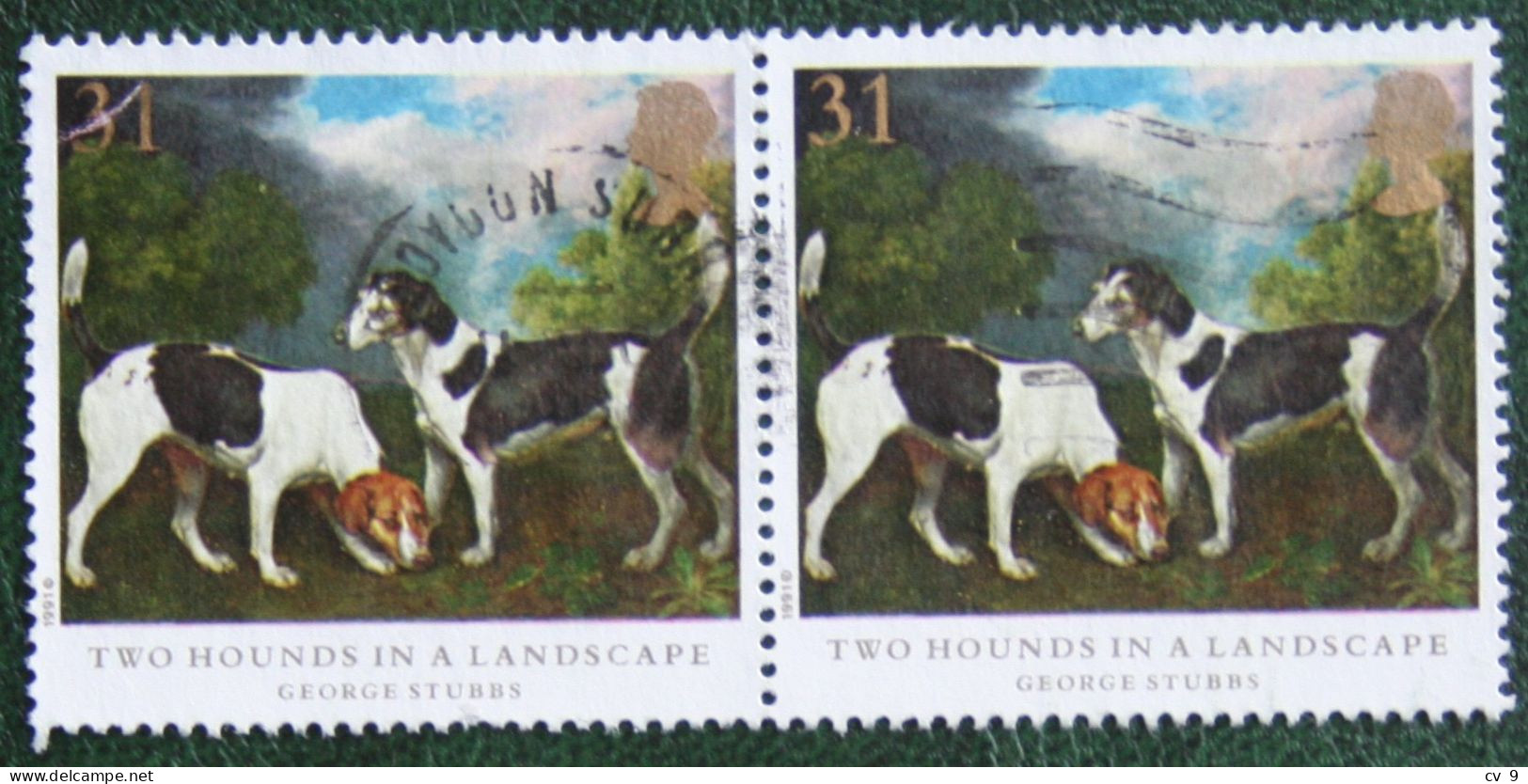 Pair Dog Chien Hund Hunde (Mi 1307) 1991 Used Gebruikt Oblitere ENGLAND GRANDE-BRETAGNE GB GREAT BRITAIN - Gebraucht