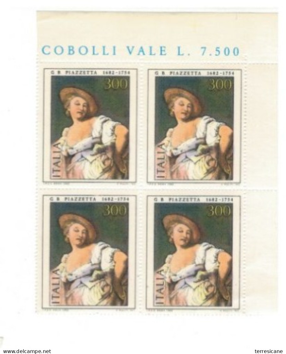 Italia Rep. 1982 - Arte Giovanni Battista Piazzetta Quartina NuovA - Blocks & Sheetlets