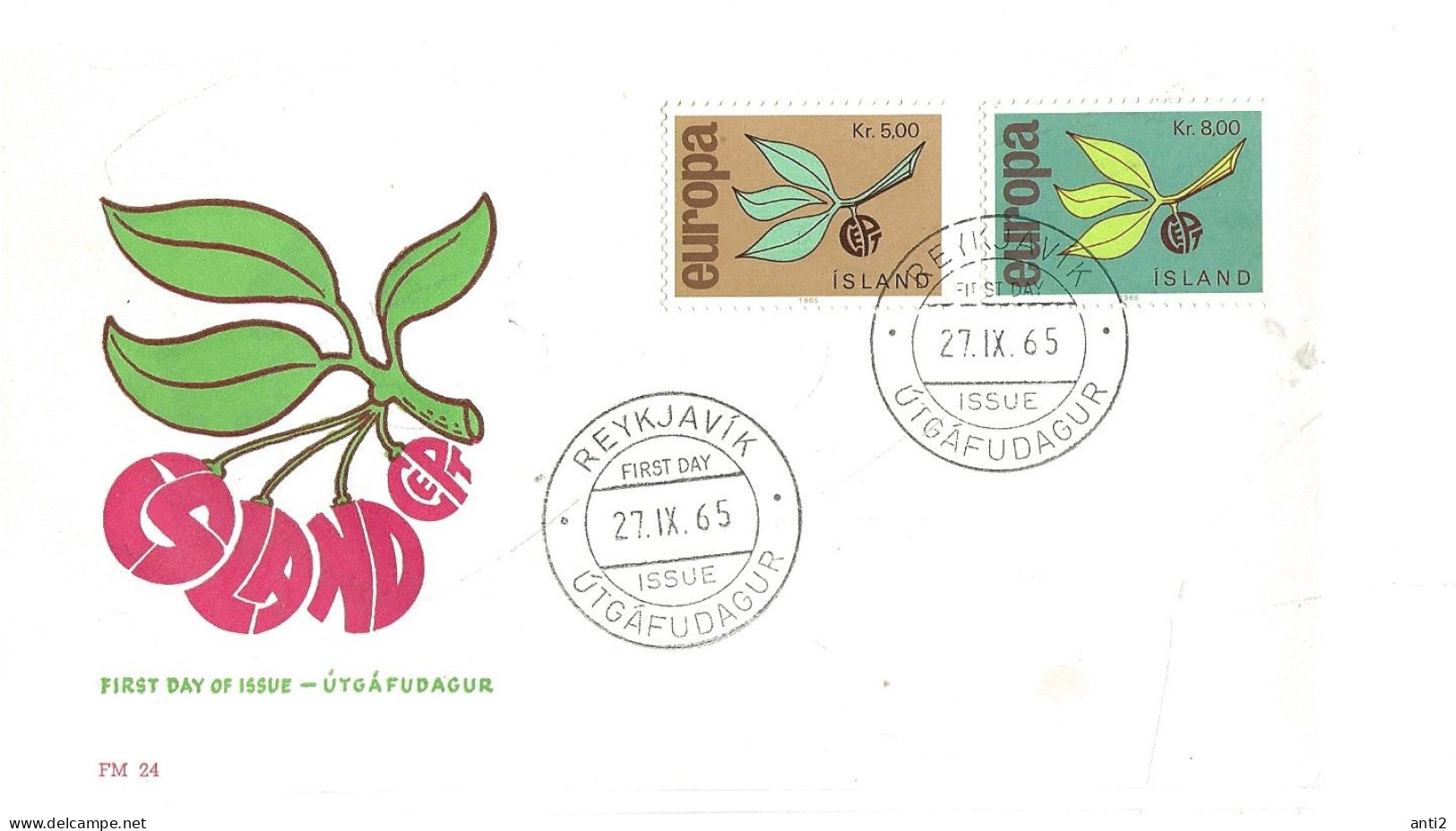 Island Iceland  1965 Europa, Branch With Fruit Formed From The Letters "CEPT",  Mi 395-396 FDC - Briefe U. Dokumente