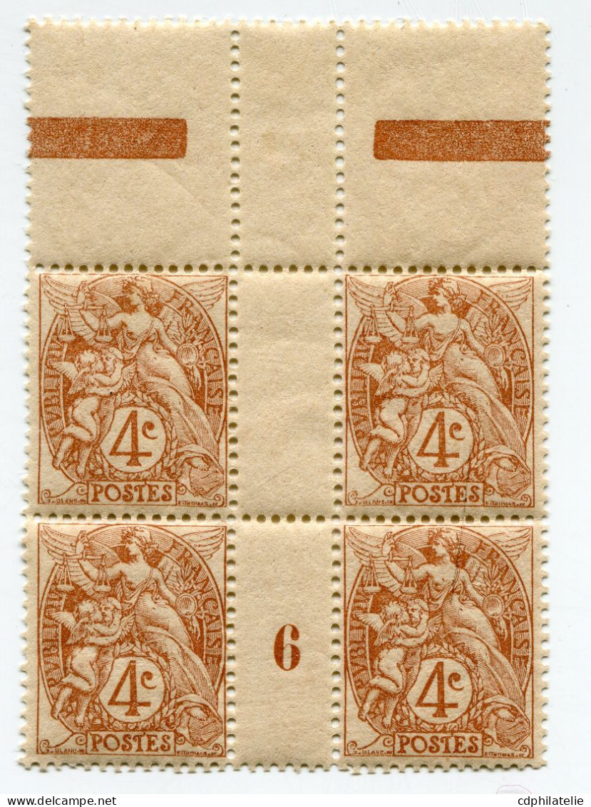 FRANCE N°110 ** TYPE BLANC EN BLOC DE 4 AVEC MILLESIME 6 ( 1906 ) - Millésimes