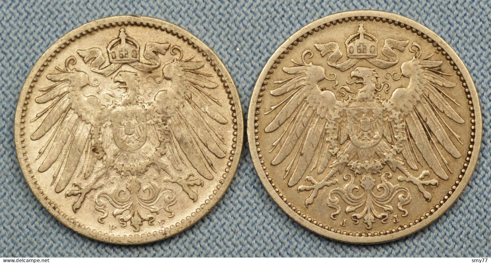 Germany / Deutschland • Lot  2x • 1 Mark • 1907 J – 1907 F • Allemagne • [24-621] - Verzamelingen