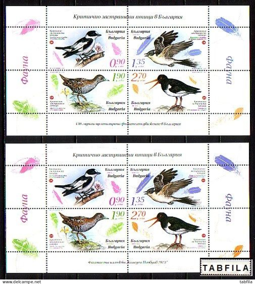 BULGARIA - 2023 - Critically Endangered Birds In Bulgaria - 2 PF - Normal Paper & UV - Unused Stamps
