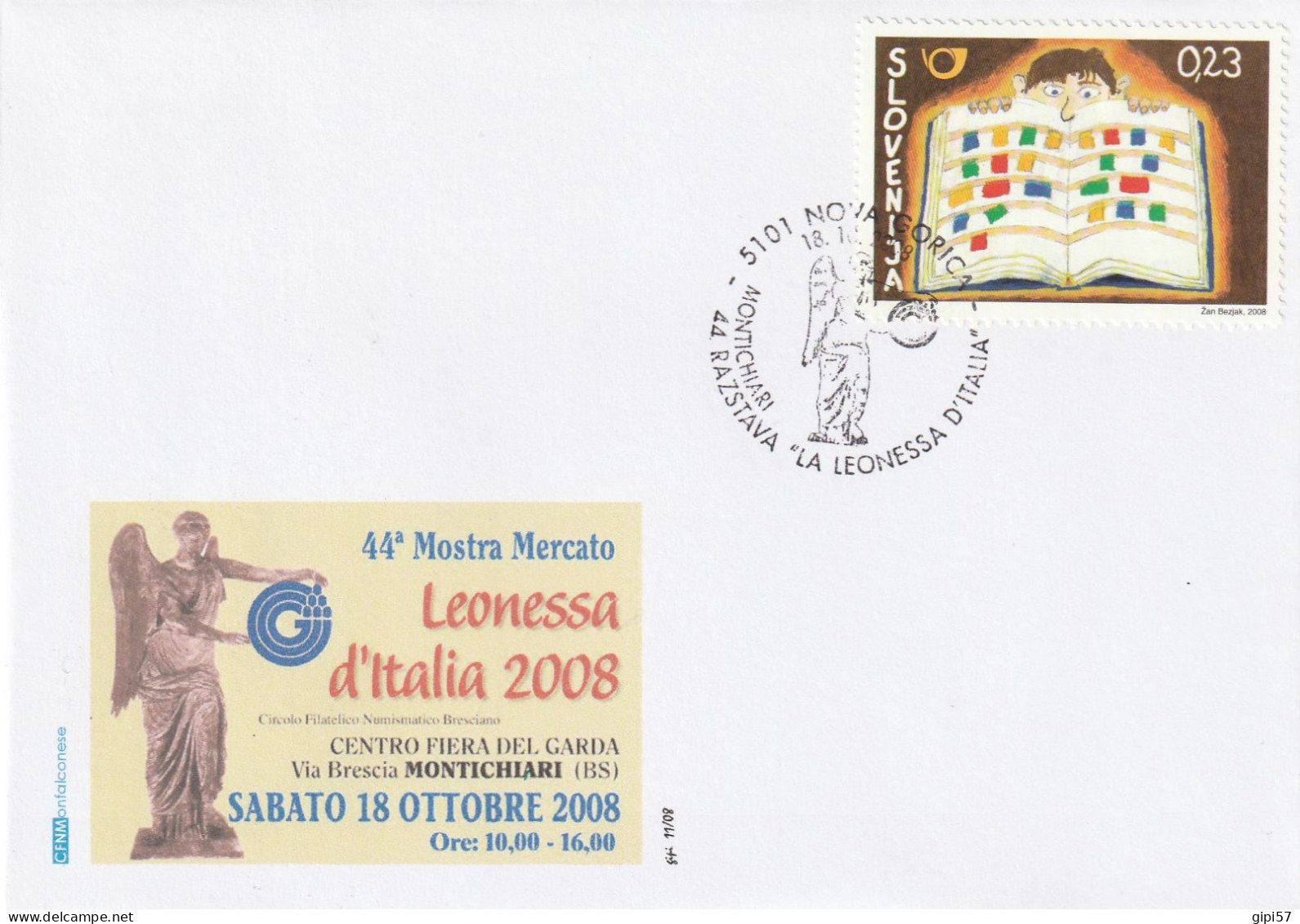 BRESCIA MONTICHIARI LEONESSA D'ITALIA 2008 COVER SPECIAL CANCEL NOVA GORICA - Slovenia