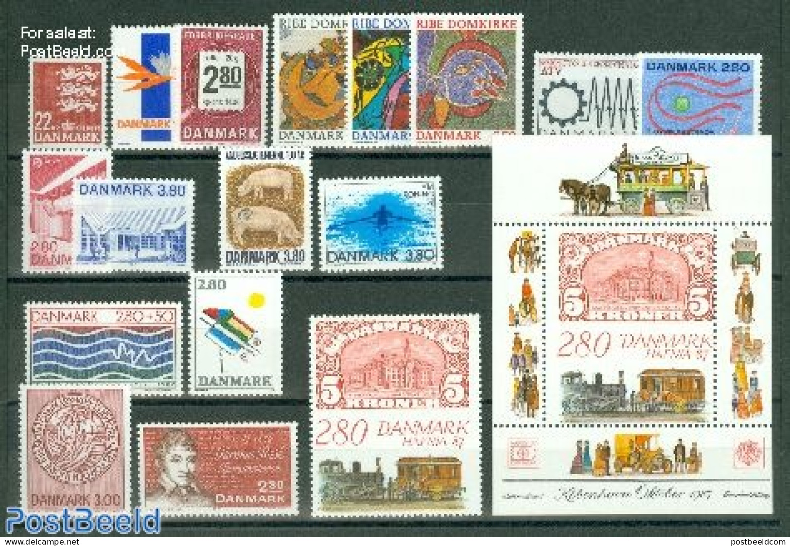Denmark 1987 Yearset 1987 (17v+1s/s), Mint NH, Various - Yearsets (by Country) - Neufs