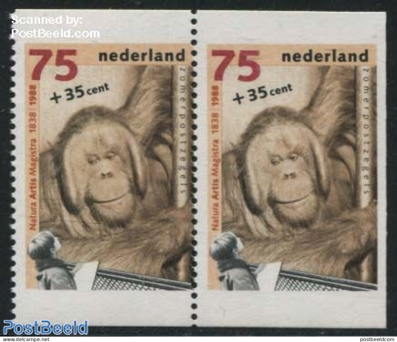 Netherlands 1988 Stamp Out Of Set, Mint NH, Nature - Animals (others & Mixed) - Monkeys - Nuevos