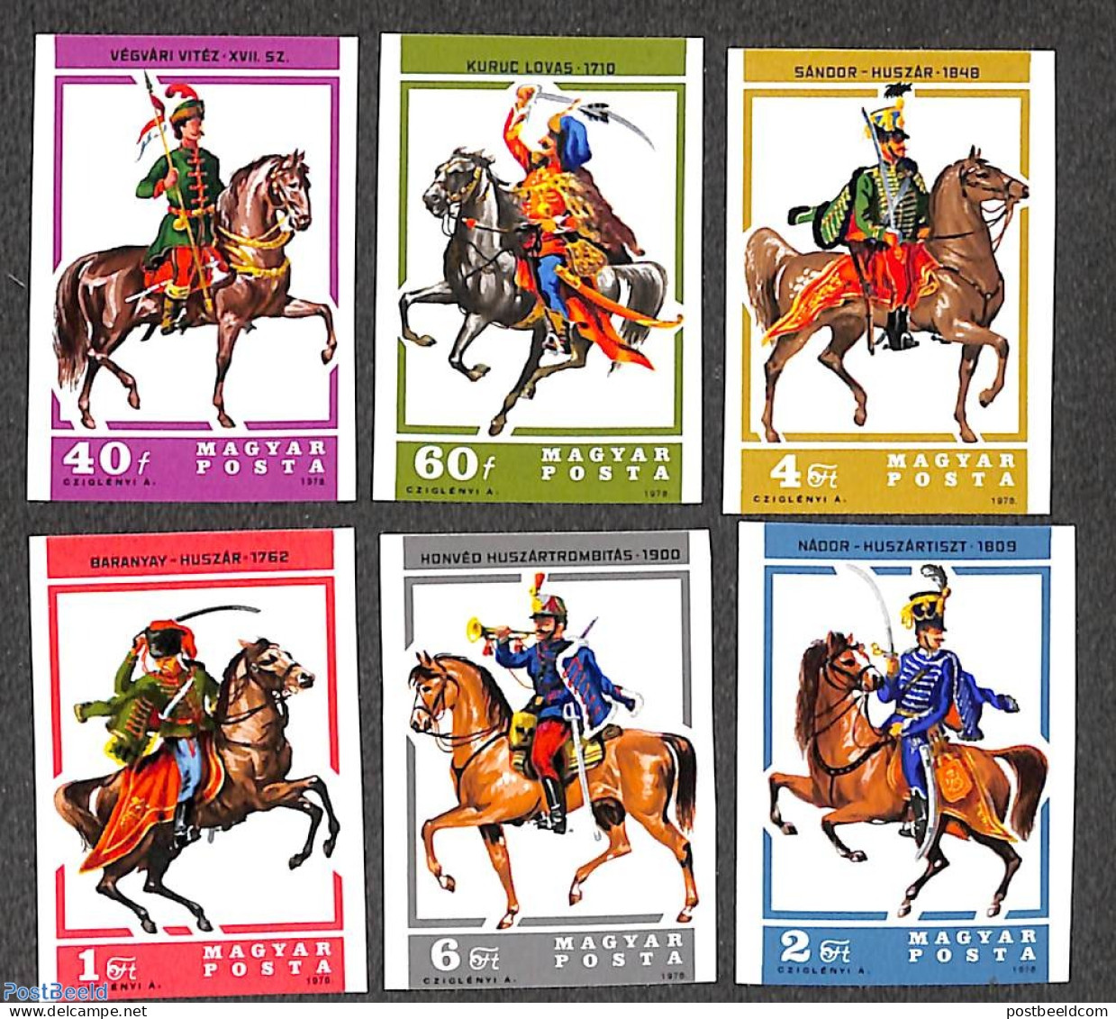 Hungary 1978 Uniforms 6v Imperforated, Mint NH, Nature - Various - Horses - Uniforms - Ungebraucht