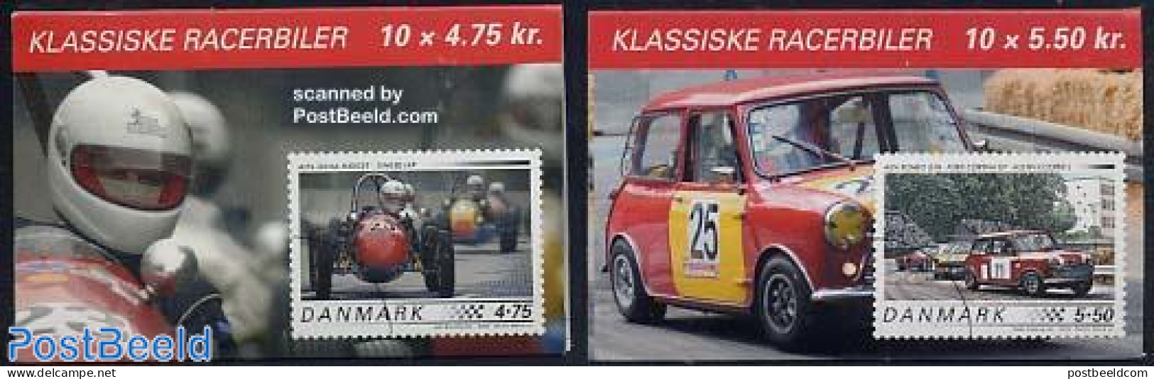 Denmark 2006 Vintage Racing Cars 2 Booklets, Mint NH, Sport - Transport - Autosports - Sport (other And Mixed) - Stamp.. - Ongebruikt