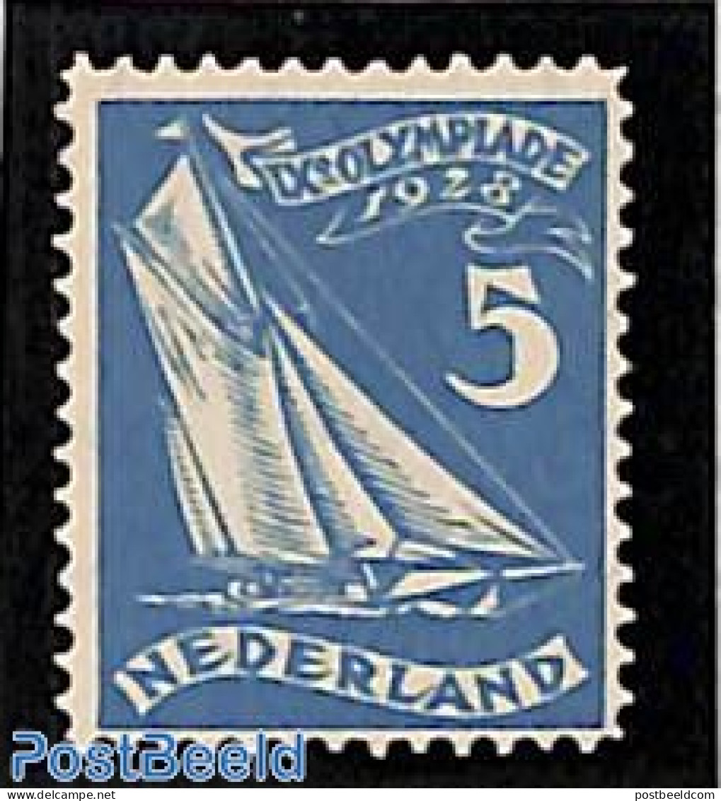 Netherlands 1928 5c, Sailing, Stamp Out Of Set, Mint NH, Sport - Transport - Olympic Games - Sailing - Ships And Boats - Nuevos