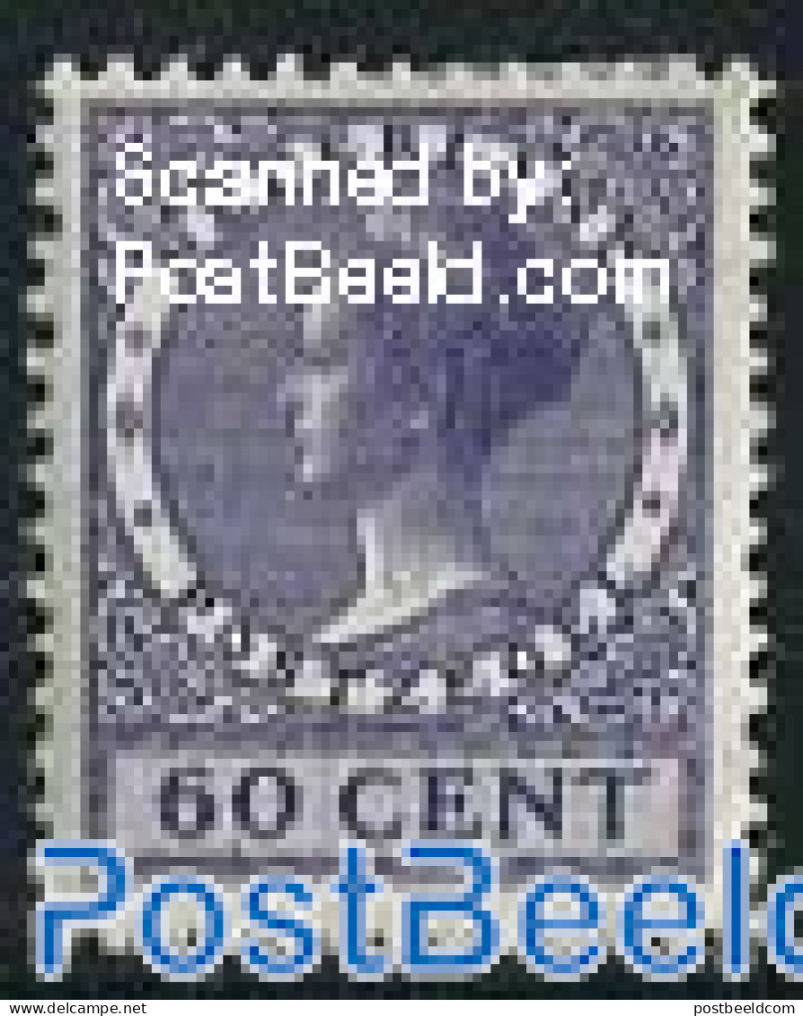 Netherlands 1924 60c, Violet, Without WM, Stamp Out Of Set, Mint NH - Ongebruikt