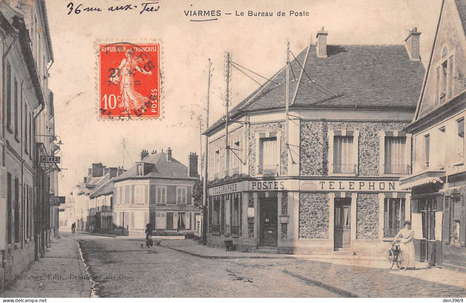 VIARMES (Val-d'Oise) - Le Bureau De Poste - Voyagé (2 Scans) Romagny, Château De La Salle à Nervieux Loire - Viarmes