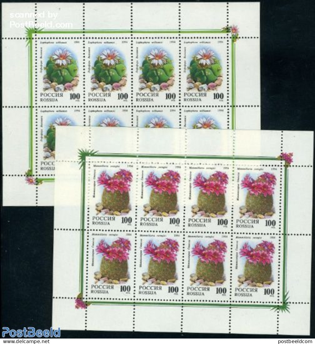 Russia 1994 Cactus Flowers 2 M/ss, Mint NH, Nature - Cacti - Cactusses