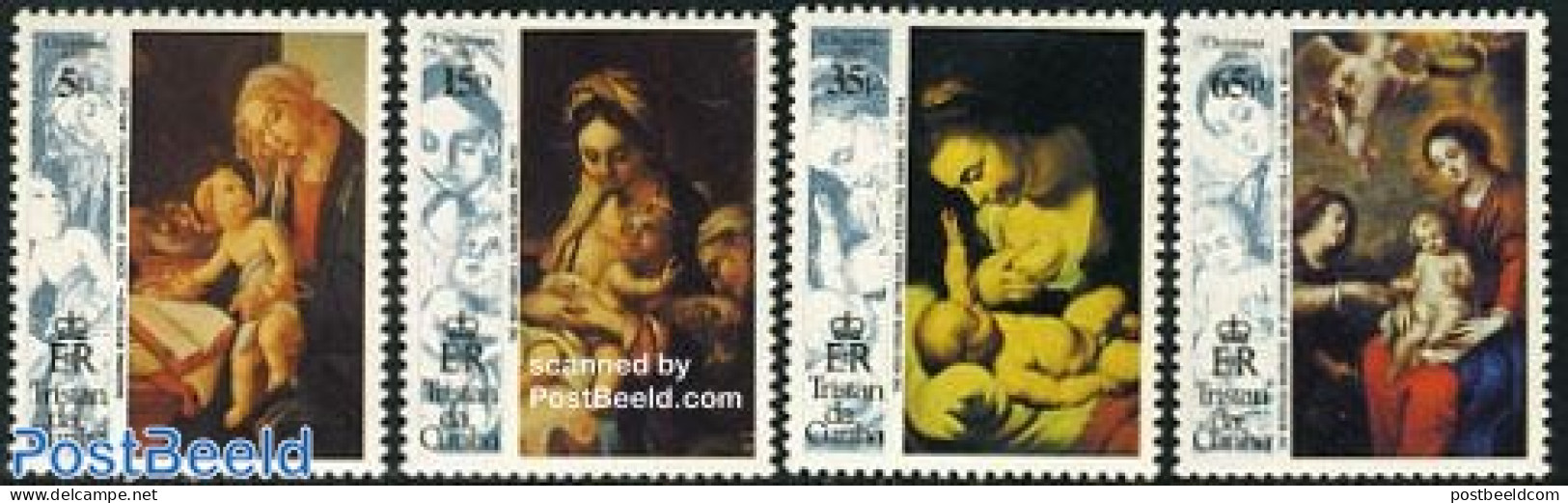 Tristan Da Cunha 1993 Christmas, Paintings 4v, Mint NH, Religion - Christmas - Art - Paintings - Rubens - Weihnachten