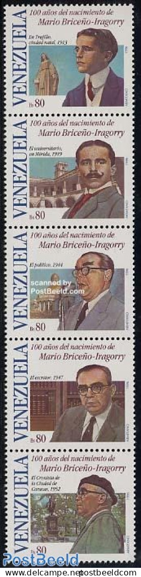 Venezuela 1996 M. Briceno-Iragorry 5v [::::], Mint NH, History - Politicians - Art - Authors - Escritores