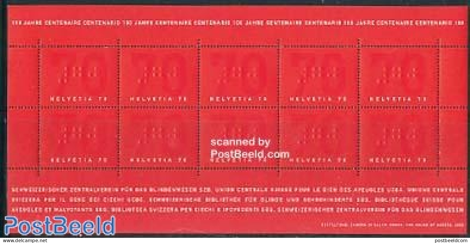 Switzerland 2003 Braille M/s, Mint NH, Health - Disabled Persons - Unused Stamps
