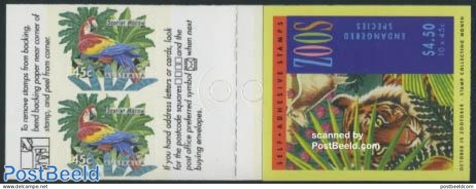 Australia 1994 Zoological Garden Booklet, Mint NH, Nature - Animals (others & Mixed) - Birds - Cat Family - Stamp Book.. - Ongebruikt