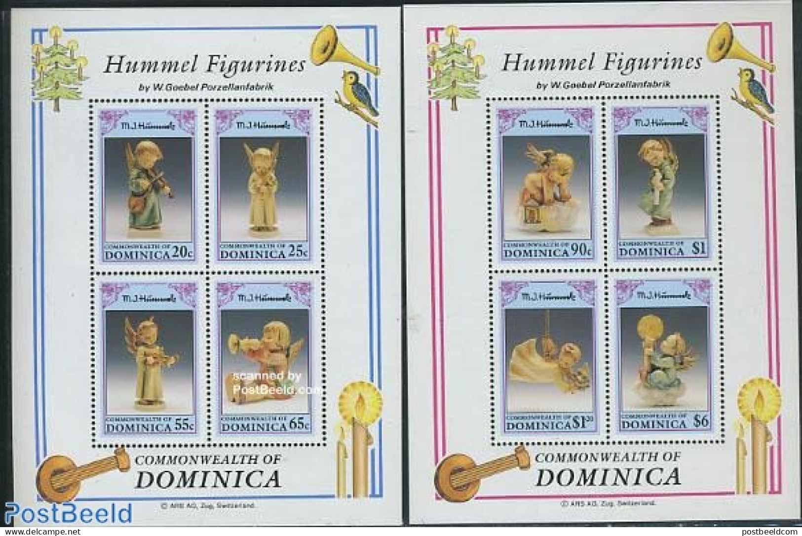 Dominica 1992 Hummel 2 S/s, Mint NH, Art & Antique Objects - Dominicaine (République)