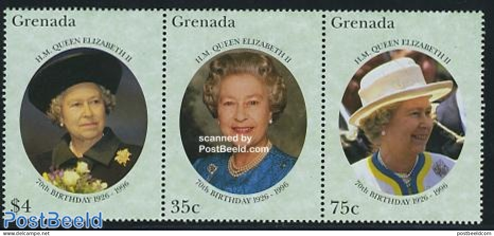 Grenada 1996 Queen Birthday 3v [::], Mint NH, History - Kings & Queens (Royalty) - Familias Reales