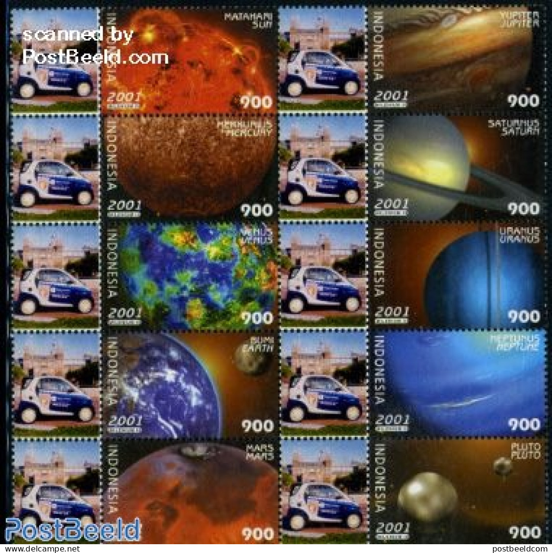 Indonesia 2001 Planets 10v+personal Tabs (tab May Vary), Mint NH, Science - Astronomy - Astrology