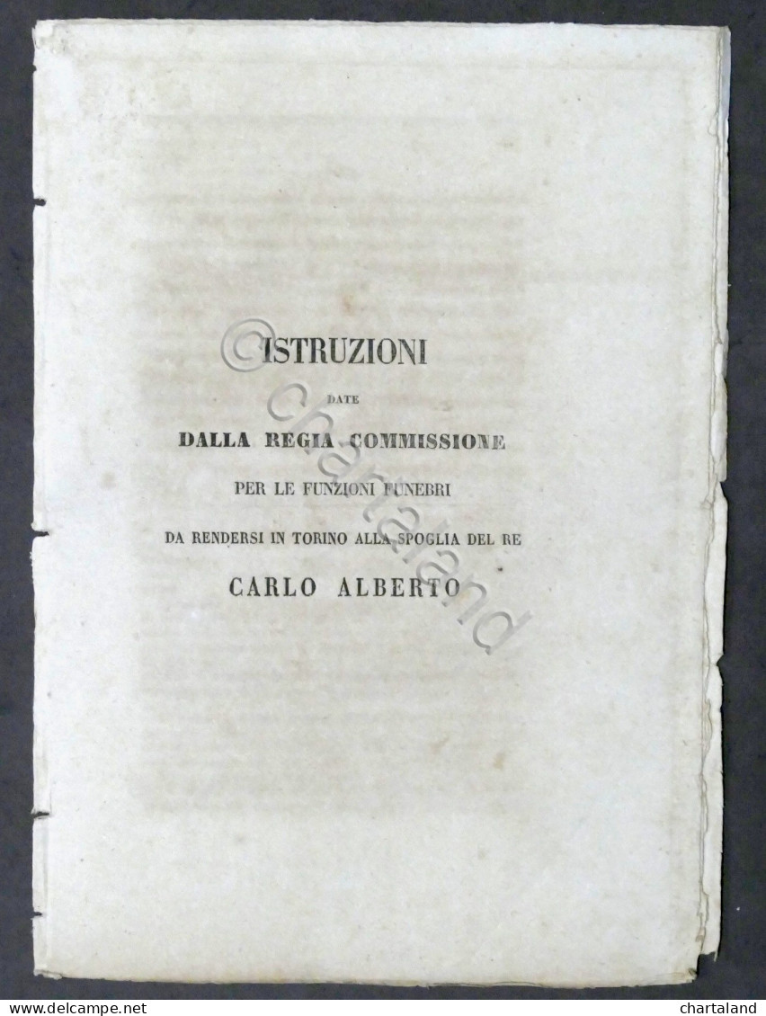 Istruzioni Per Funzioni Funebri In Torino Alla Spoglia Del Re Carlo Alberto 1849 - Altri & Non Classificati