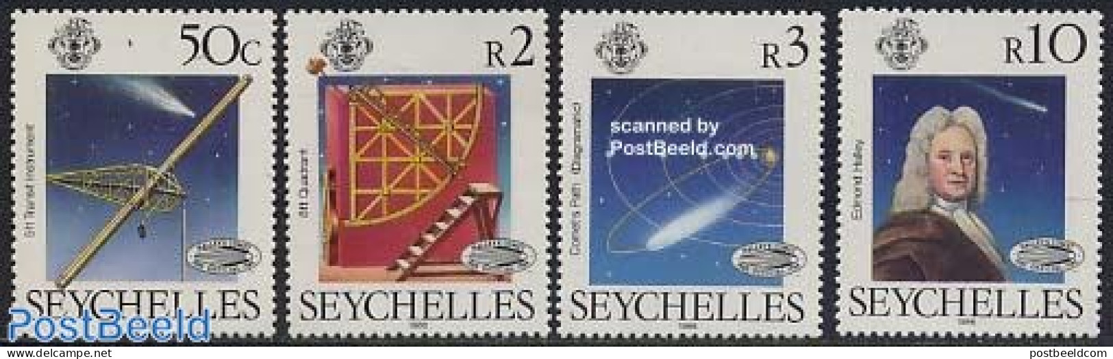 Seychelles 1986 Halleys Comet 4v, Mint NH, Science - Astronomy - Halley's Comet - Astrologia