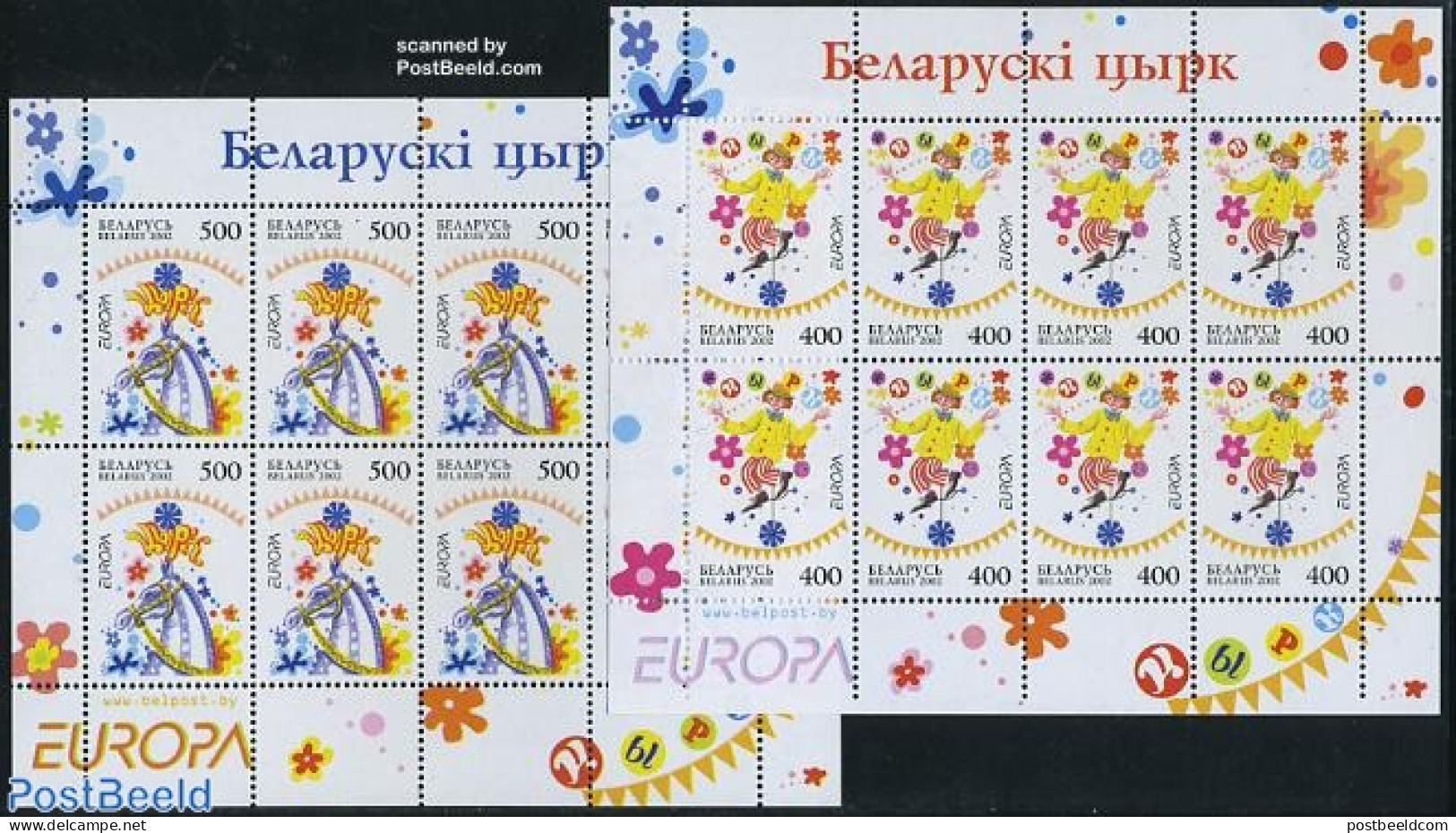 Belarus 2002 Europa 2 M/ss, Mint NH, History - Nature - Performance Art - Europa (cept) - Horses - Circus - Circus