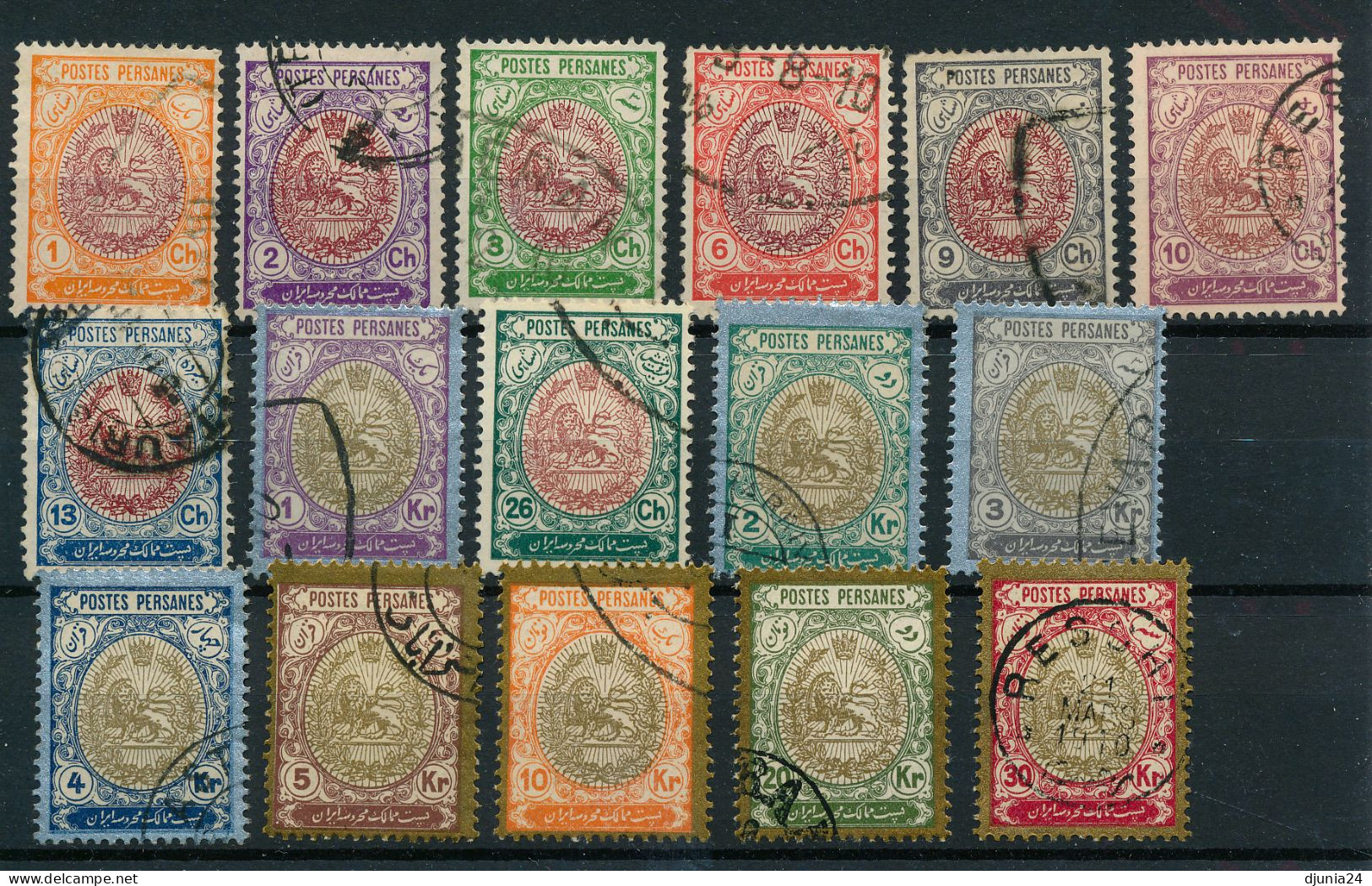 BF0676 / PERSIEN / IRAN  -  1909  ,  Freimarken Wappenzeichnungs  -  Michel 288-303 - Iran