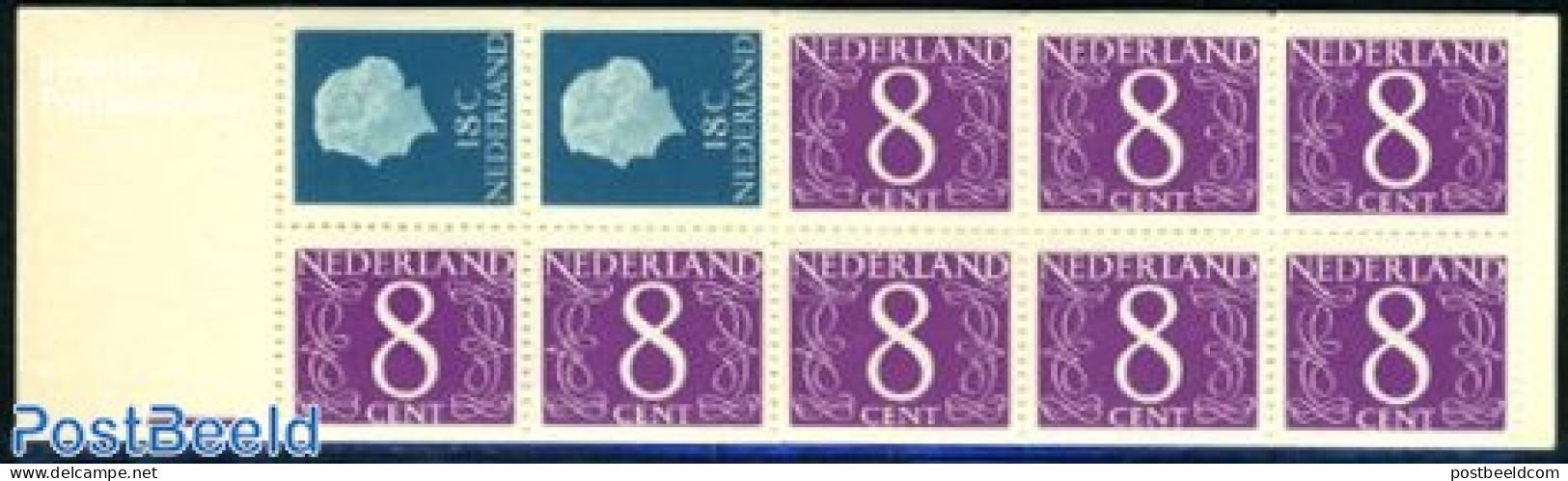 Netherlands 1965 2x18c, 8x8c Booklet, Register Line 10mm, Mint NH - Ungebraucht