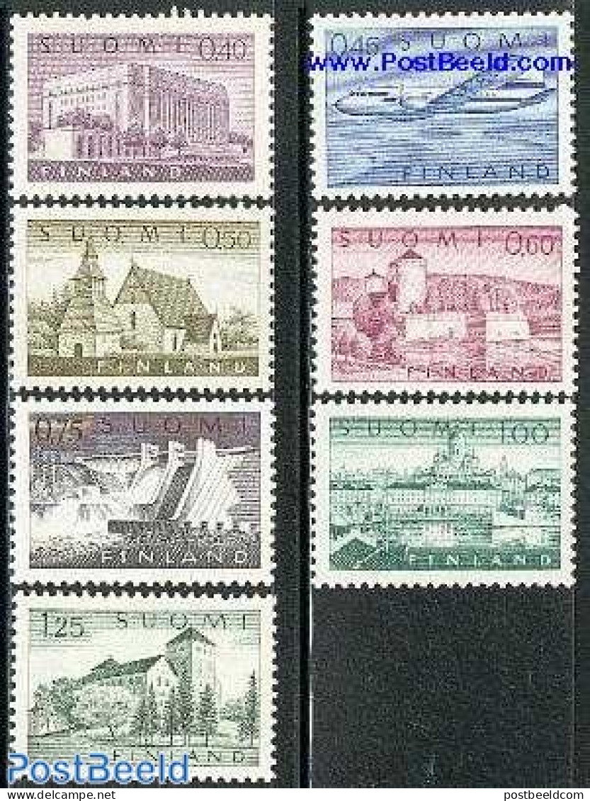 Finland 1963 Definitives 7v, Mint NH, Nature - Religion - Transport - Water, Dams & Falls - Churches, Temples, Mosques.. - Unused Stamps