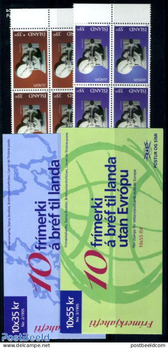 Iceland 1995 Europa, 2 Booklets, Mint NH, History - Europa (cept) - Stamp Booklets - Art - Sculpture - Ungebraucht