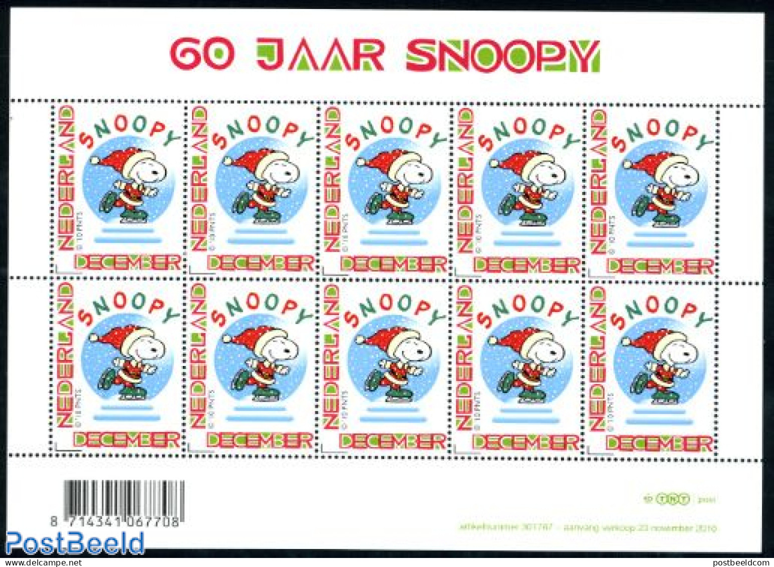 Netherlands 2010 Personal Christmas Stamp M/s, Mint NH, Religion - Sport - Christmas - Skating - Art - Comics (except .. - Ungebraucht