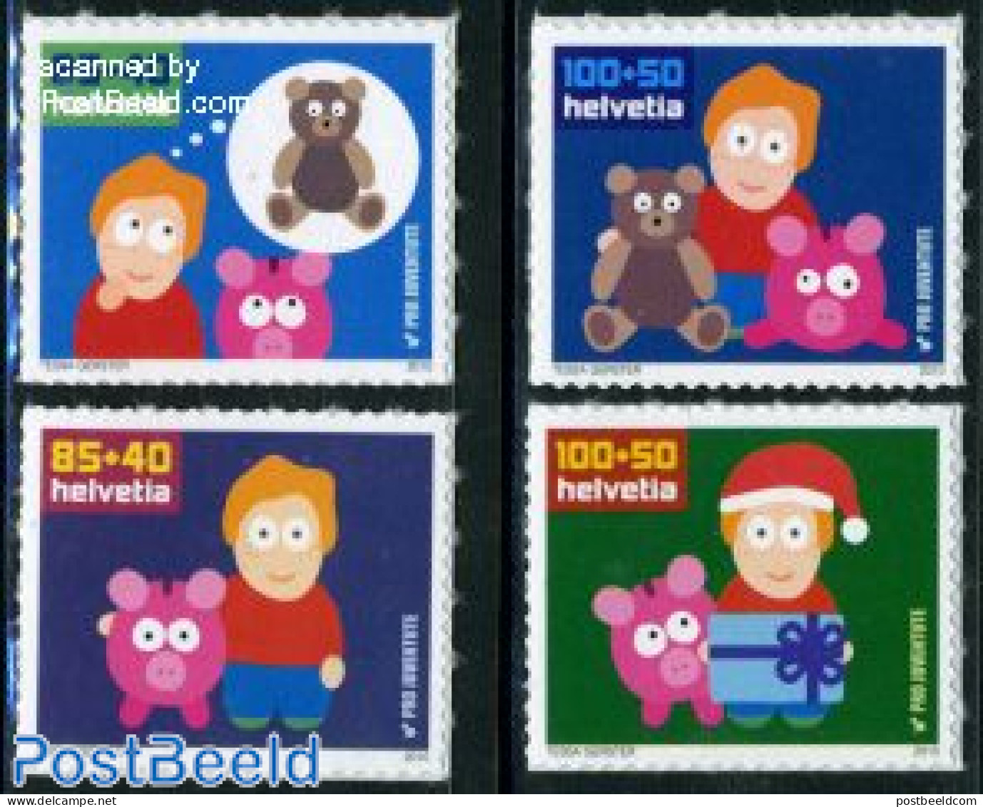 Switzerland 2010 Pro Juventute, Children & Money 4v S-a, Mint NH, Various - Banking And Insurance - Teddy Bears - Toys.. - Neufs