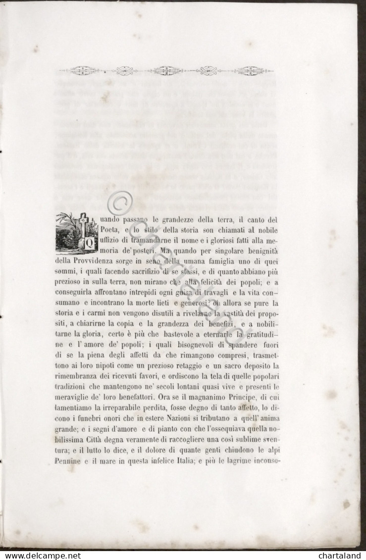 Nelle Solenni Esequie Di Carlo Alberto - Elogio Funebre - Vercelli - 1849 - Sonstige & Ohne Zuordnung