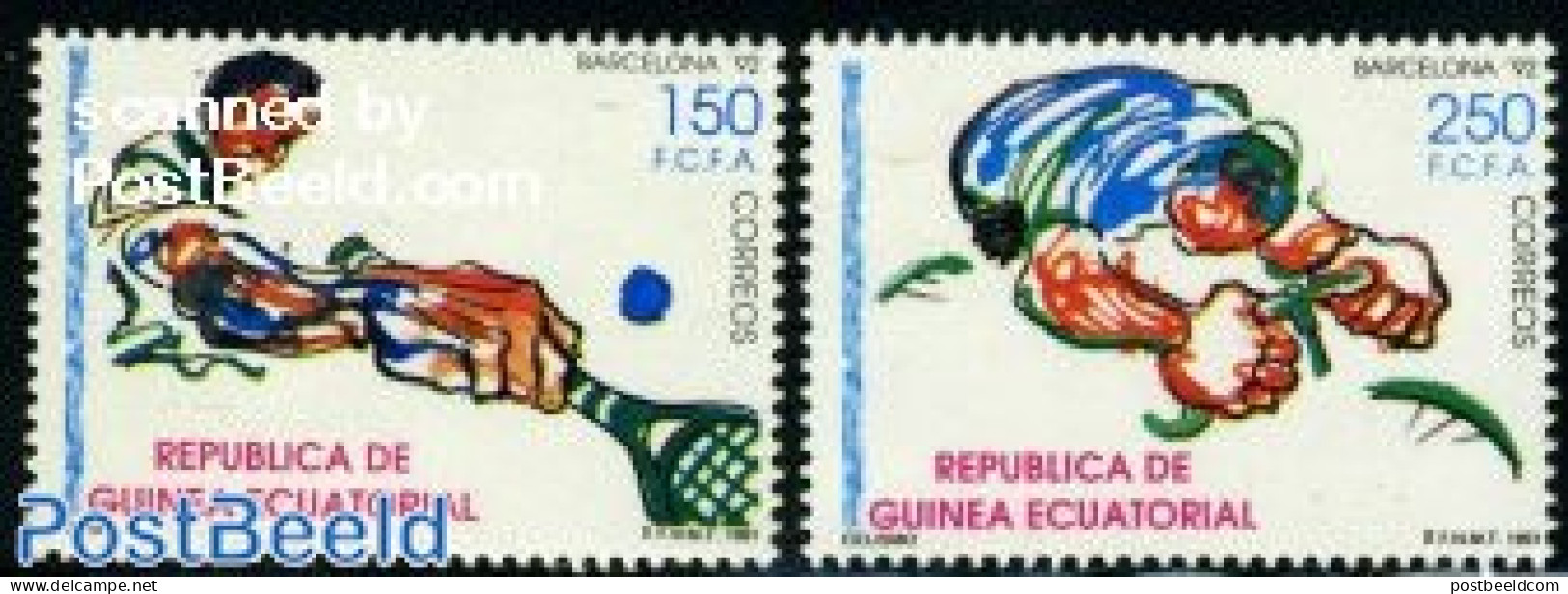 Equatorial Guinea 1992 Olympic Games Barcelona 2v, Mint NH, Sport - Olympic Games - Tennis - Tenis
