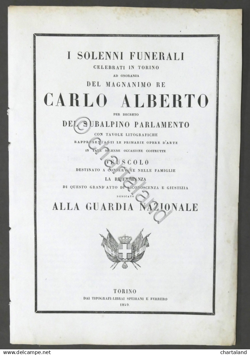 Funerali Re Carlo Alberto - Opuscolo Dedicato Alla Guardia Nazionale Torino 1849 - Other & Unclassified