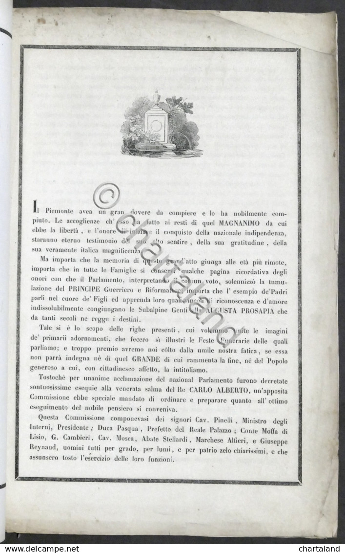 Funerali Re Carlo Alberto - Opuscolo Dedicato Alla Guardia Nazionale Torino 1849 - Other & Unclassified