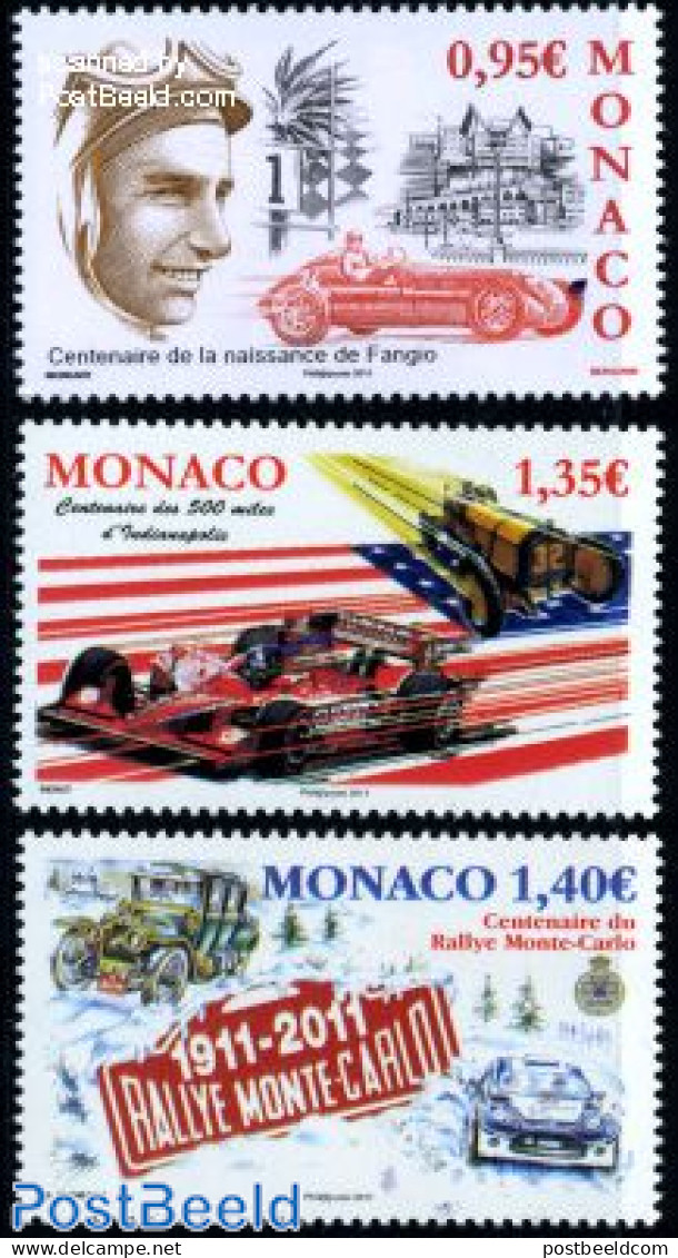 Monaco 2011 Autosports 3v, Mint NH, Sport - Transport - Autosports - Automobiles - Unused Stamps