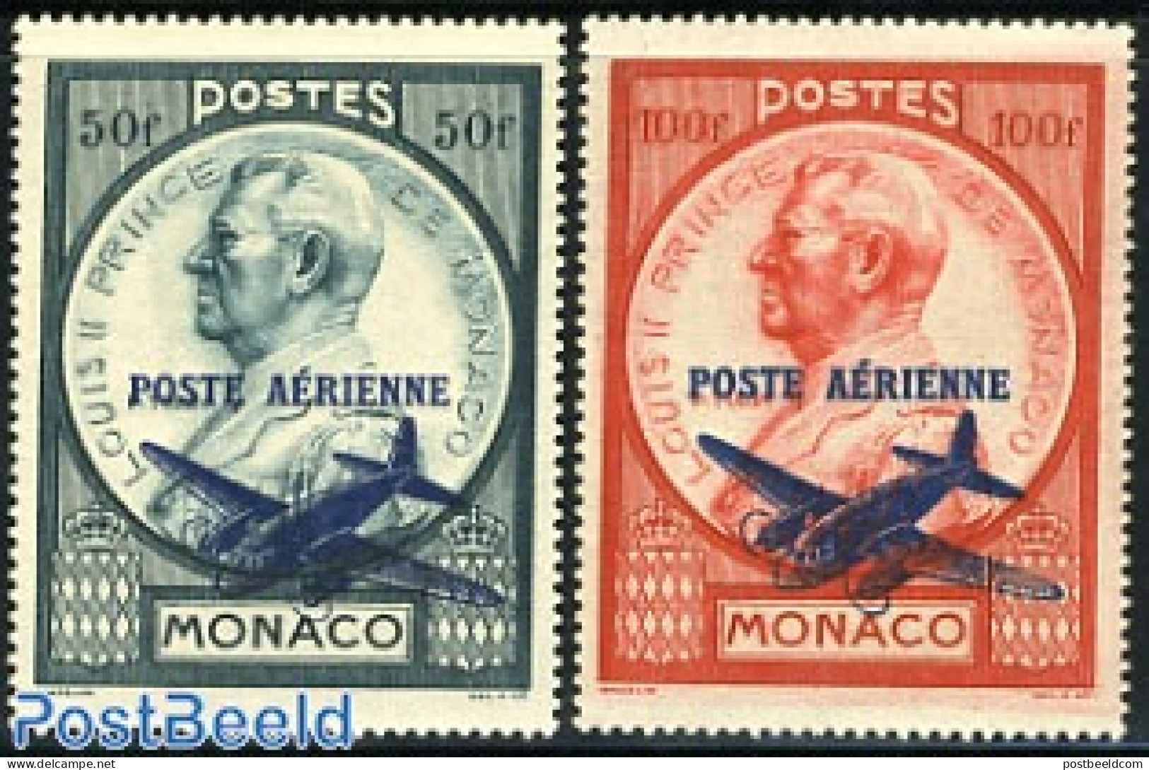 Monaco 1946 Airmail 2v, Mint NH, Transport - Aircraft & Aviation - Nuevos