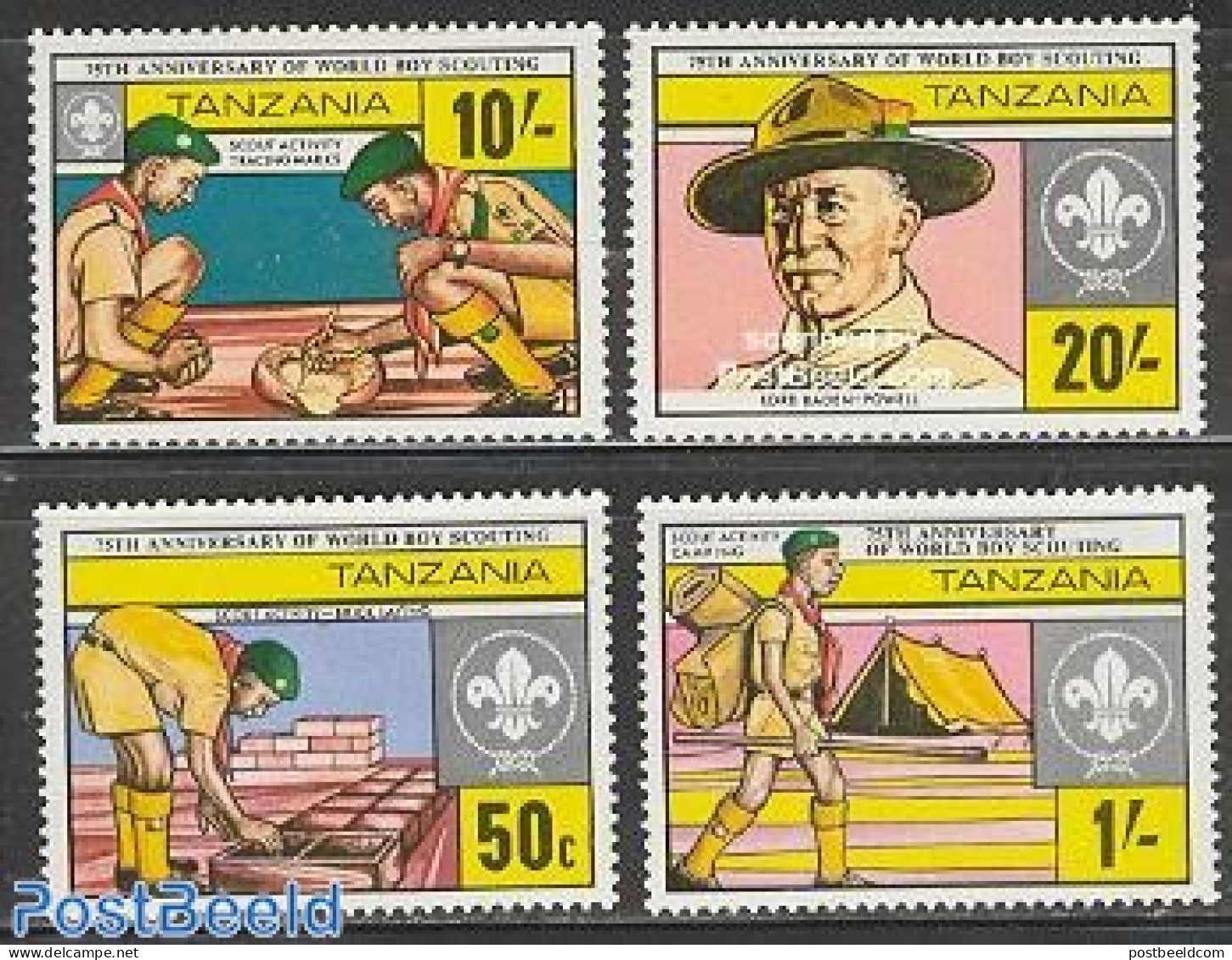 Tanzania 1982 75 Years Scouting 4v, Mint NH, Sport - Scouting - Tansania (1964-...)