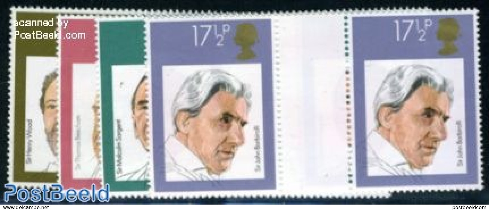 Great Britain 1980 Musicians 4v Gutter Pairs, Mint NH, Performance Art - Music - Unused Stamps