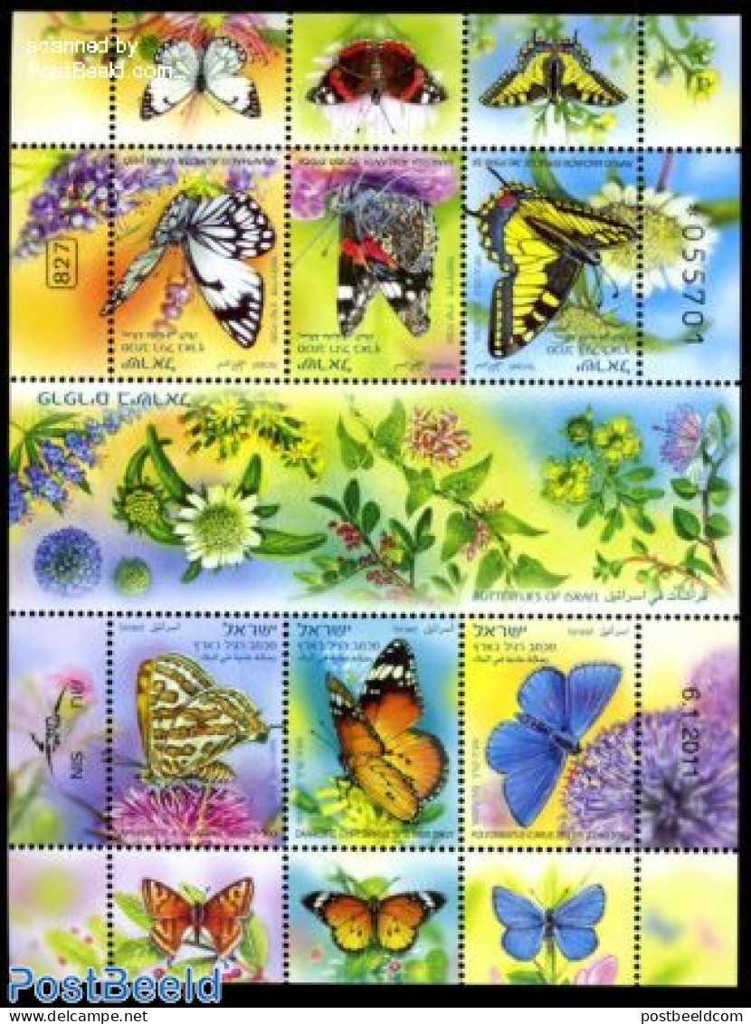 Israel 2011 Butterflies 6v M/s, Mint NH, Nature - Butterflies - Nuevos (con Tab)