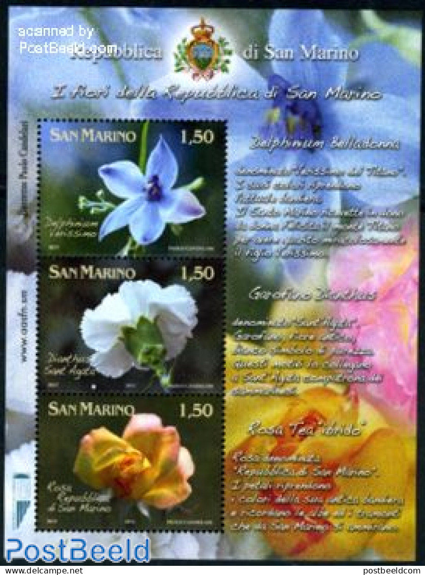 San Marino 2011 Flowers S/s, Mint NH, Nature - Flowers & Plants - Unused Stamps